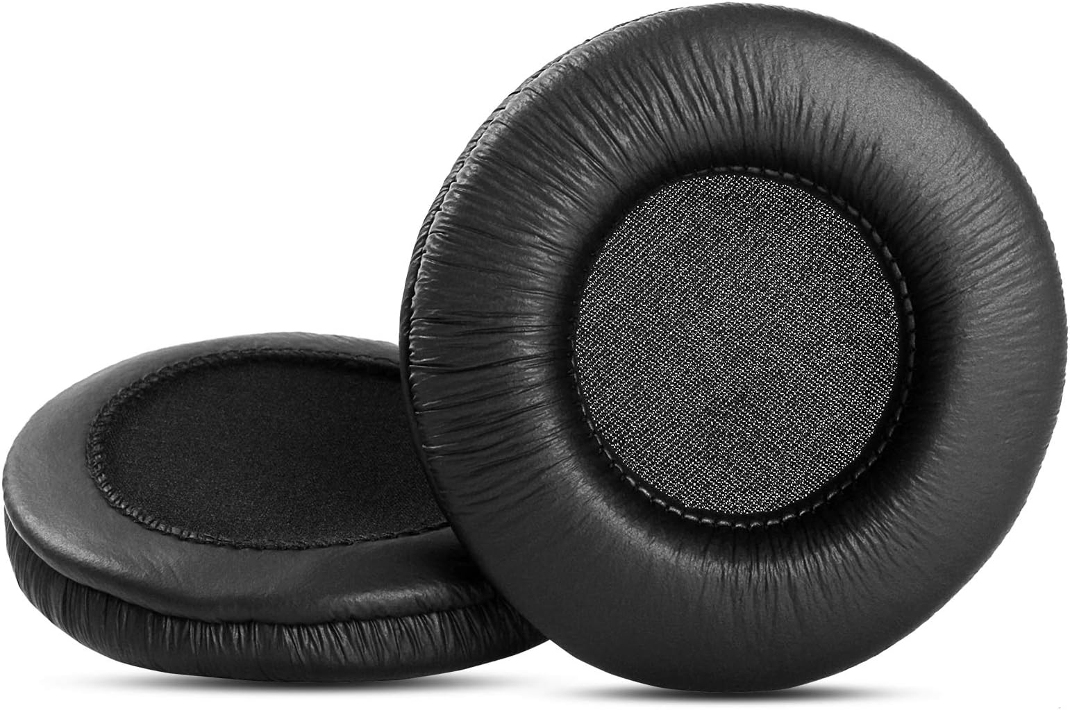 Wrinkled Replacement Ear pads Earpad Cushions Pillow Cover Compatible with Sennheiser PMX 60 Headset PMX60 Ear Pads Headphones Black Leather