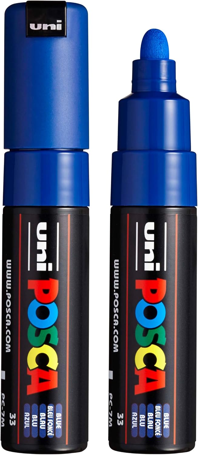 posca uni PC-7M Water-Based Paint Markers, Broad Tip (4.5-5.5mm), Black, 2 Count
