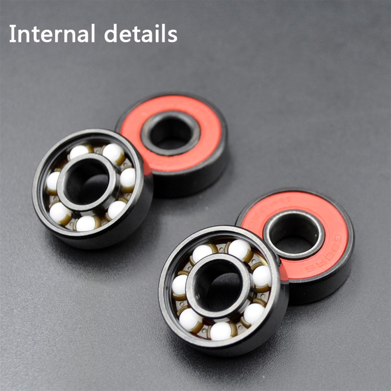 Lot de 8 roulements à billes haute vitesse 608RS 8 x 22 x 7 8 x 22 x 7 mm, roulements à billes en céramique hybrides, roulements de roue de skateboard en acier ABEC-11