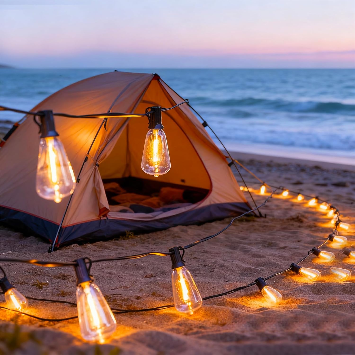 150 FT Patio String Lights Outdoor Waterproof, 57+2 Shatterproof LED Bulbs Waterproof Hanging Lights Plug in, 2700K Warm White Camping String Lights, Balcony Lights for Apartments Fence