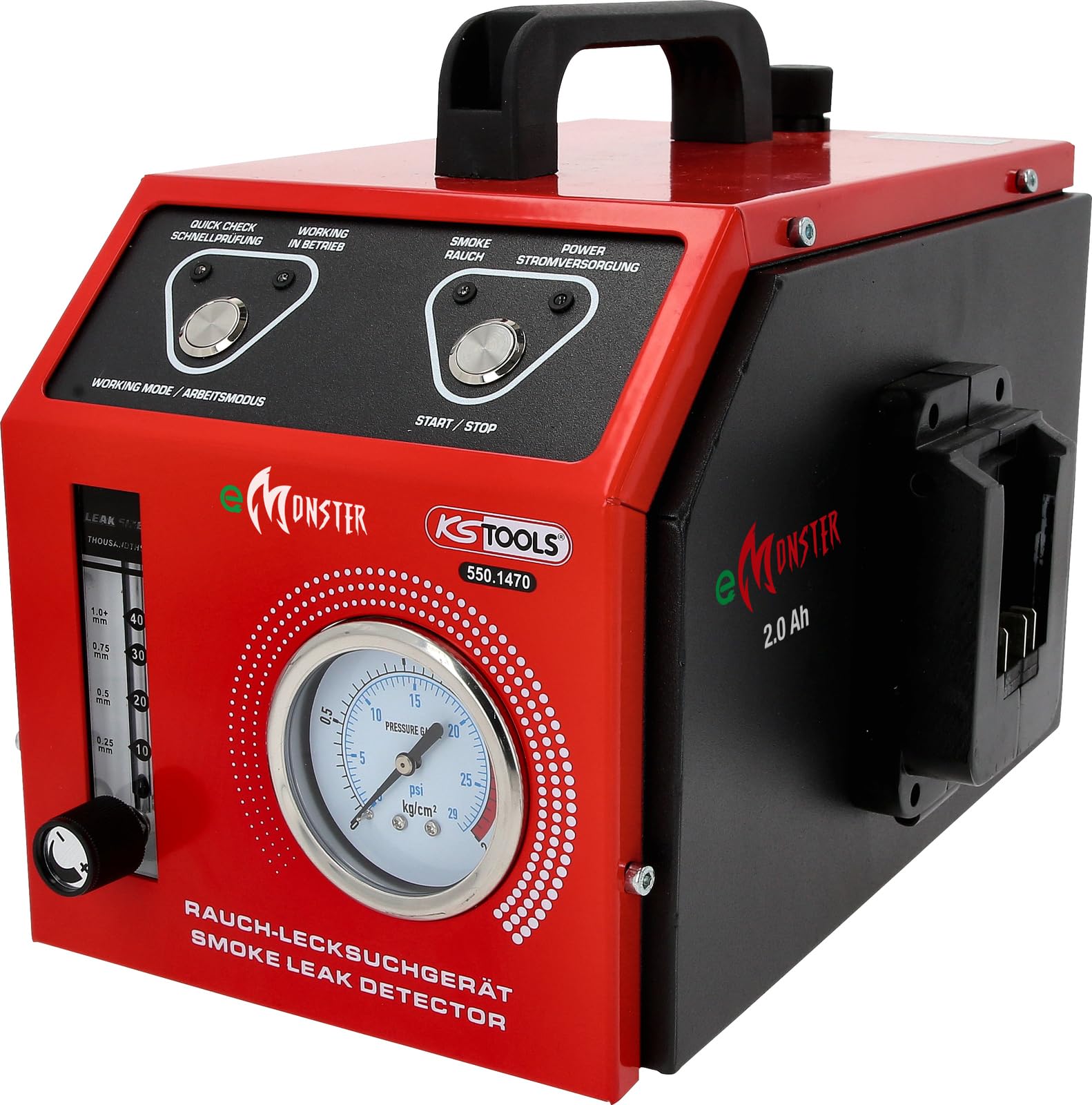 KS Tools 550.1470 Nebelmaschine zur Lecksuche, mit 2 Ah Akku, 36-tlg