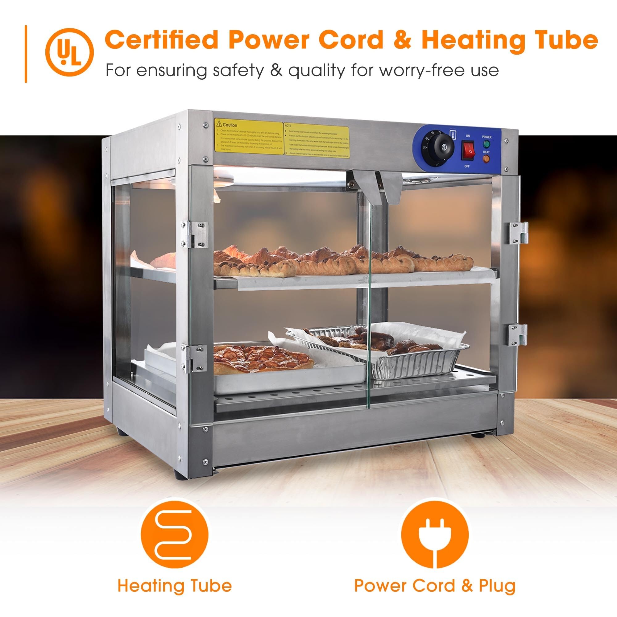 業務用フードウォーマー 電気カウンタートップ食品ディスプレイケース Amazon.co.jp: WeChef 2段ピザウォーマー カウンタートップ 24インチ