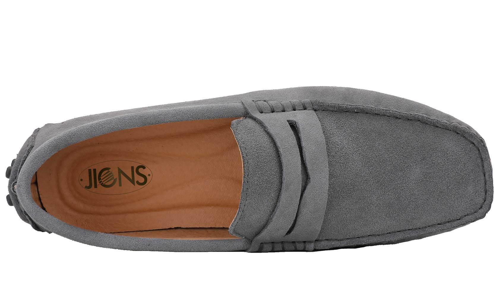 JIONS Men\'s Grey Suede Cow Leather Penny Loafers Moccasins Slip On Casual Shoes 212309-1.jpg?v=1655224164&  main image 2