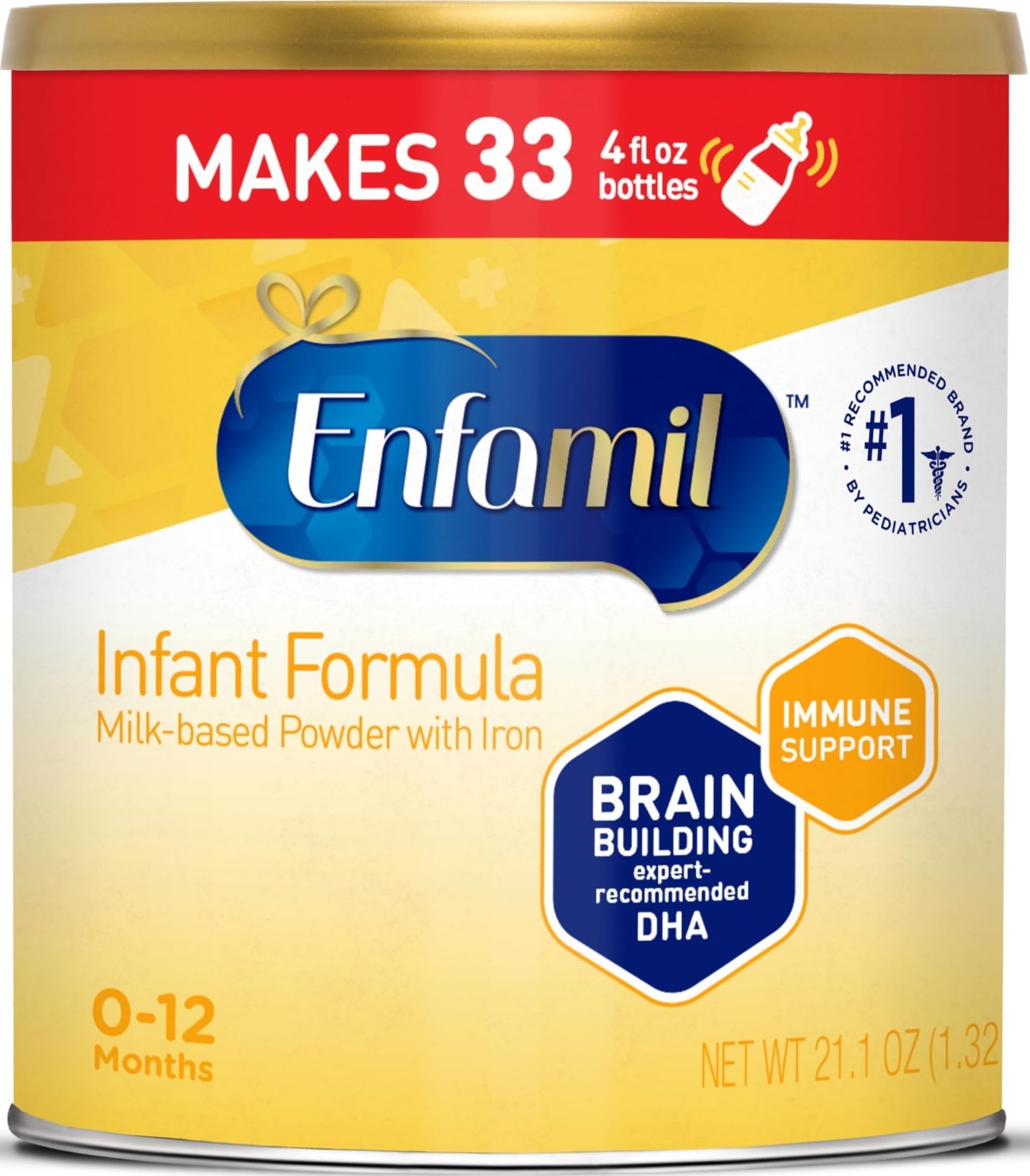 Infant Formula, Milk-based Baby Formula with Iron, Omega-3 DHA & Choline, Powder Can, 21.1 Oz