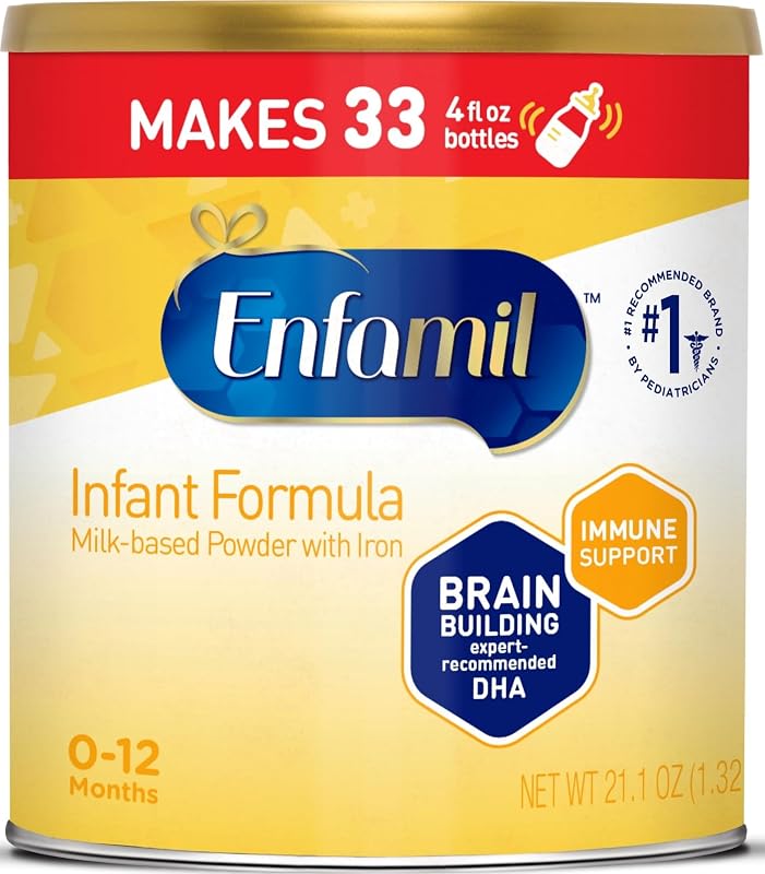 Fórmula infantil Enfamil, fórmula para bebés a base de leche con hierro, omega-3 DHA y colina, lata en polvo, 21.1 oz