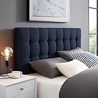 Vista 19 de Modway Lily Cabecero doble tapizado de tela de lino con botones en beige