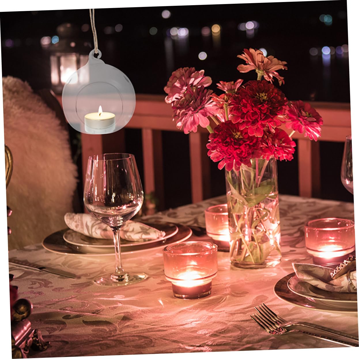 GRIRIW 6pcs Hanging Glass Ball Candle Holder Decor Hanging Candle Holder DIY Hanging Glass Globe Hanging Glass Bauble Candle Holder Tea Light Holder Lamp Holder Candle Holders