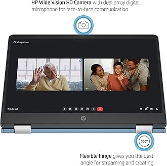 HP X360 14" HD Touch Chromebook, Intel Celeron N4120, 4GB RAM, 64GB eMMC, Intel UHD Graphics 600, Forest Teal, Chrome OS, 14a-ca0790wm