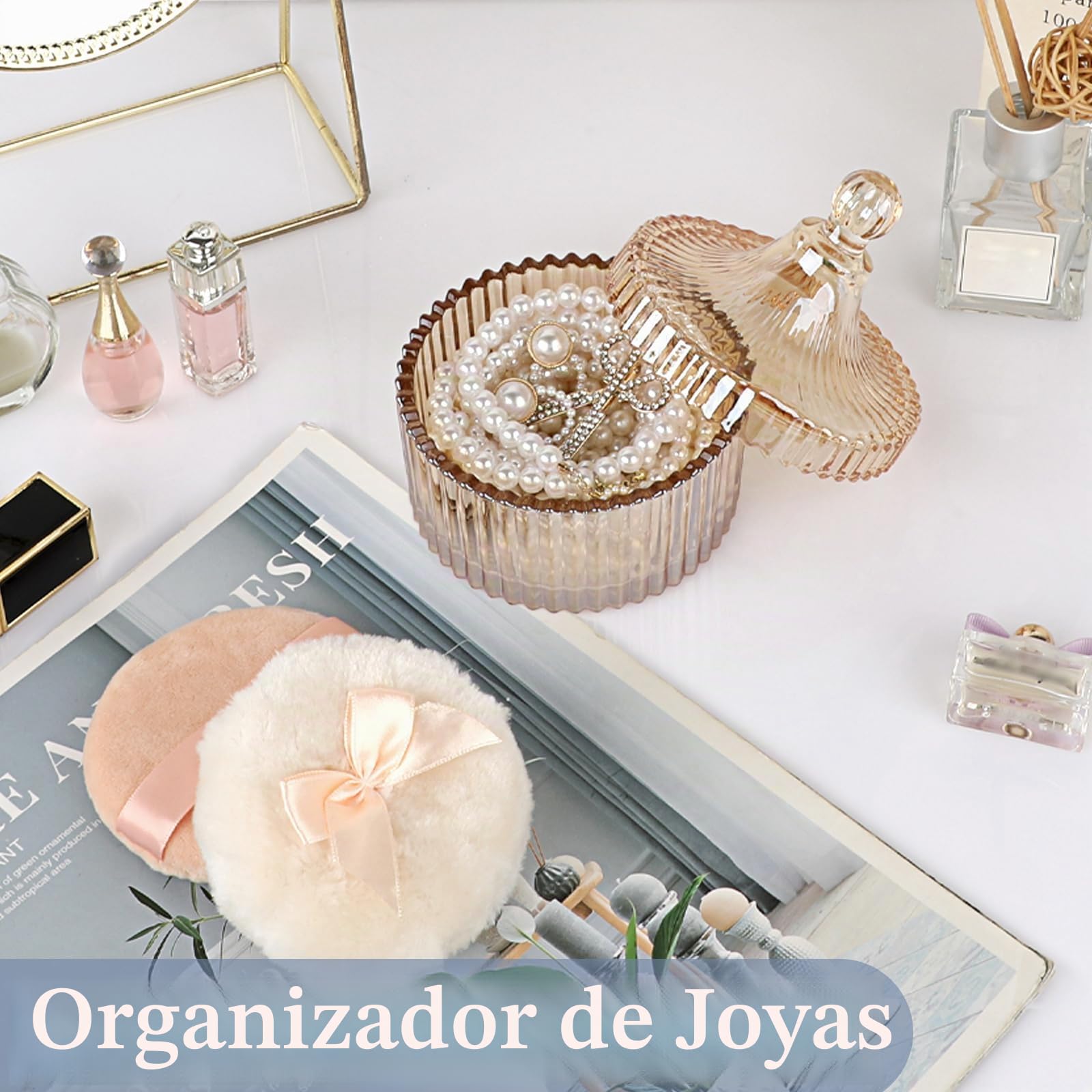 Juego de 3 botes de polvo de cristal, recipiente para polvos corporales, lata para polvos de bebé, estuche para polvos corporales, talco, polvo cosmético para viajes, cumpleaños como regalo