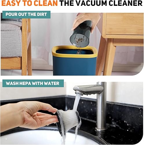 Miniatura 5 de GOXIFACA Aspiradora de mano inalámbrica de 8000 PA, aspiradora, succión fuerte, aspiradora de mano multiusos, filtración de 3 capas, aspiradora