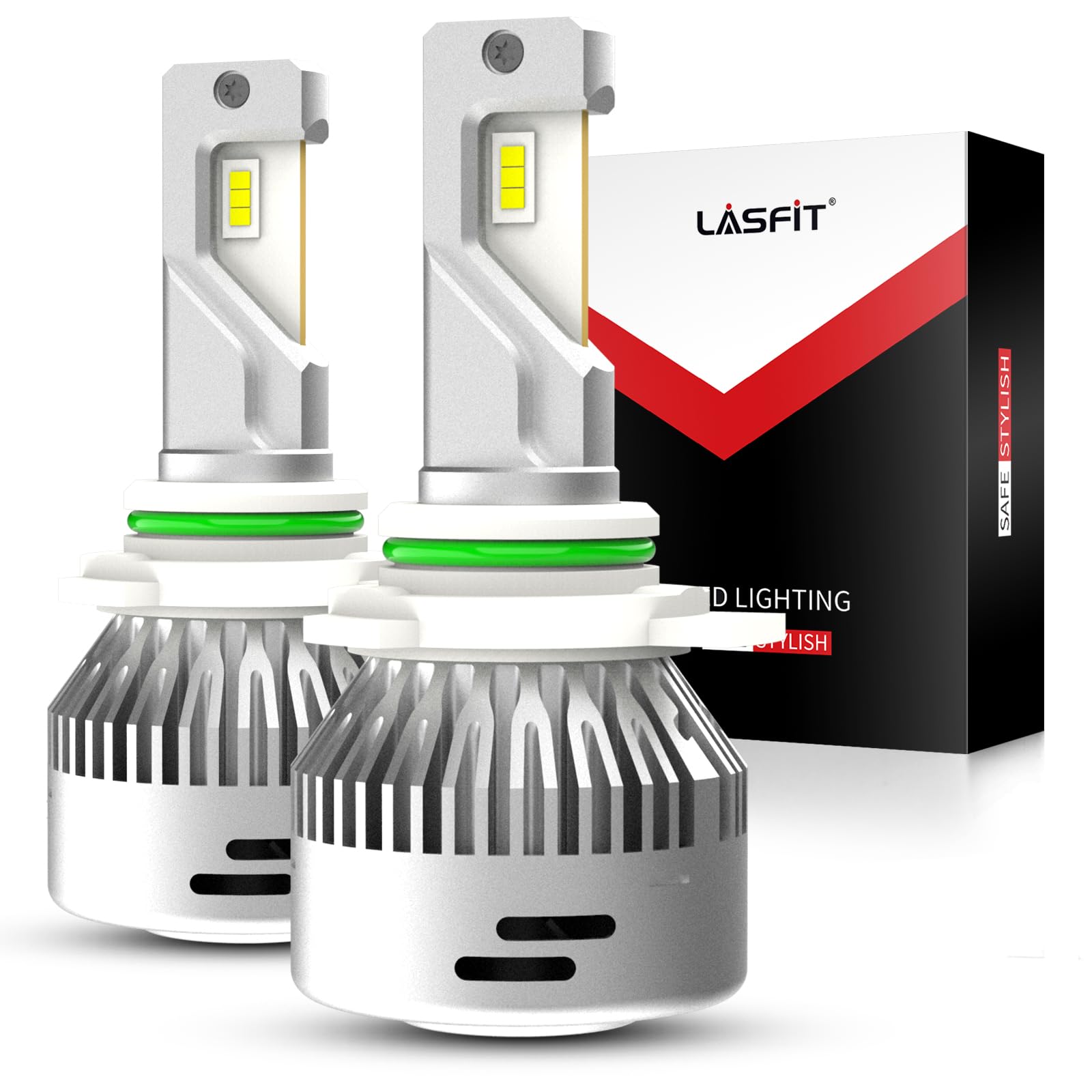 LASFIT 𝐁𝐫𝐢𝐠𝐡𝐭𝐞𝐬𝐭 HIR2 9012 LED Headlight Bulb, 𝟏𝟐𝟎𝟎% Brighter OEM 60W 6000K White, 𝟓𝟎𝟎𝐌 Sight, 𝟰‑𝗬𝗲𝗮𝗿 No Light Decay, Fit 95% Car,cool fan,360° Adjust High Low Beam,Plug-N-Play,2
