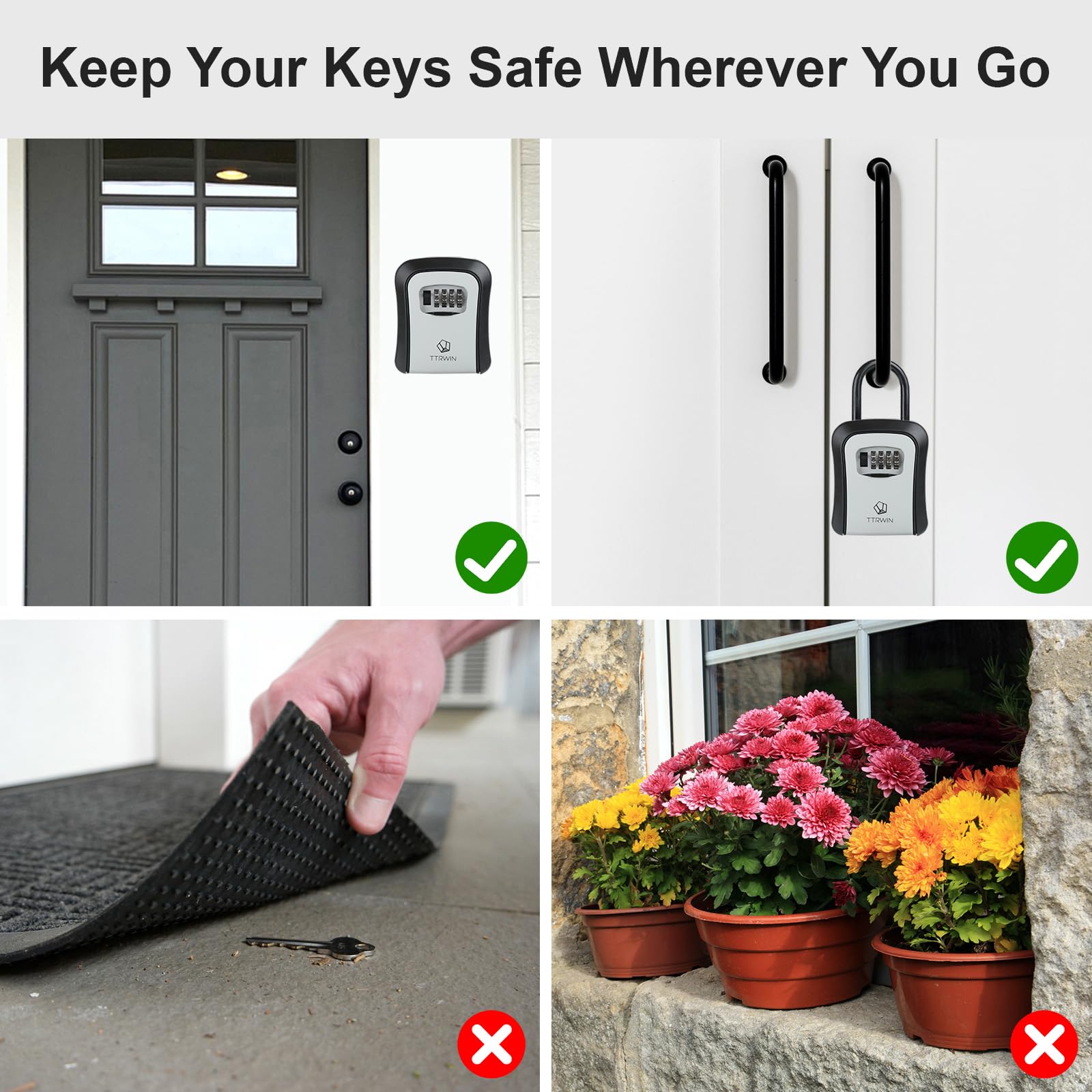 Snapklik.com : TTRWIN Key Lock Box For Outside, Resettable Combination ...