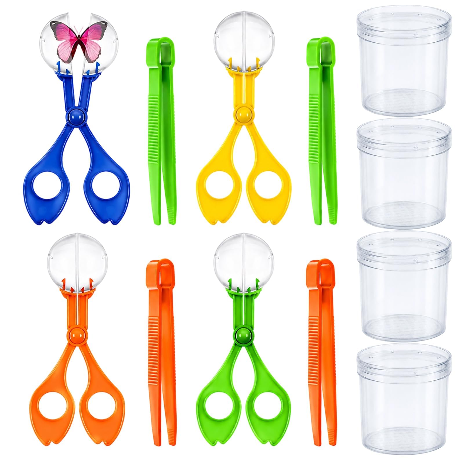 kiwkww 12PCS Bug Catcher, Bug Box Tool Set with Scissor Tongs, and Transparent Containers for Outdoor Nature Observation