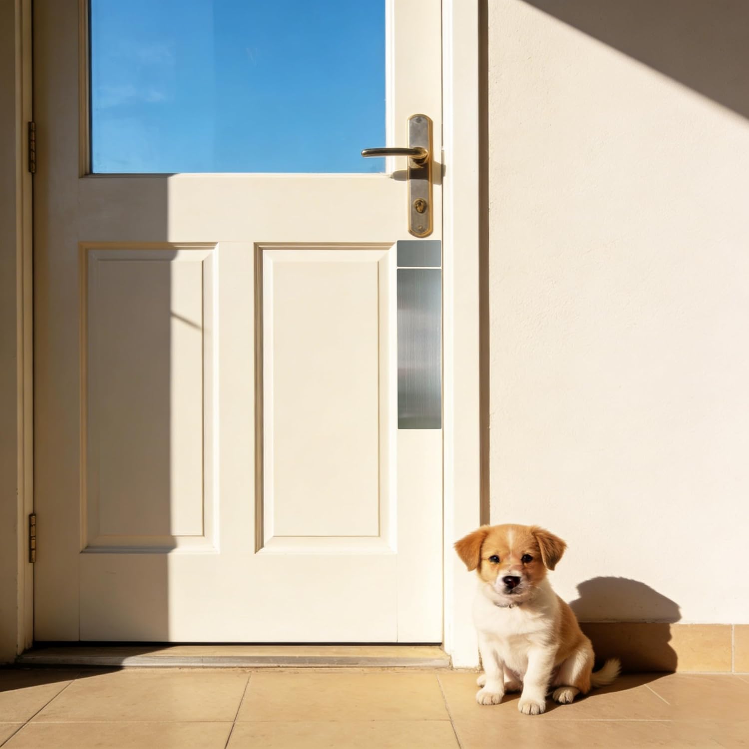 Anti Scratch Protector for Door, Heavy-Duty Stainless Steel cat Scratch Door Protector– 2 Sizes, 2 Packs, Stick Pet Scratch Plate, no-Residue pet Door Scratch Protector self-Adhesive