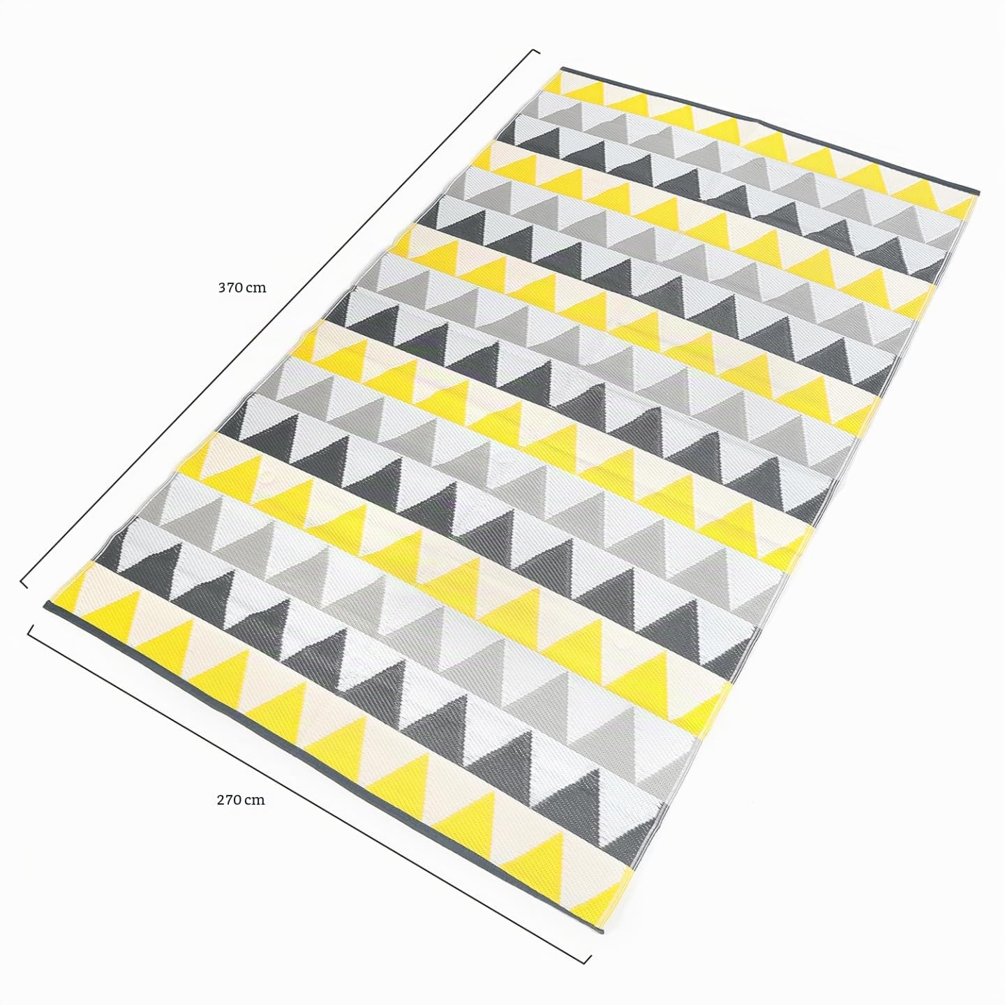 IDMarket - Tapis extérieur Sari Triangles Gris et Jaune 270 x 370 CM