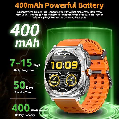 Miniatura 9 de Reloj inteligente con auriculares (responder y hacer llamadas) Reloj resistente al agua IP67 (2 correas), relojes deportivos más de 100 modos