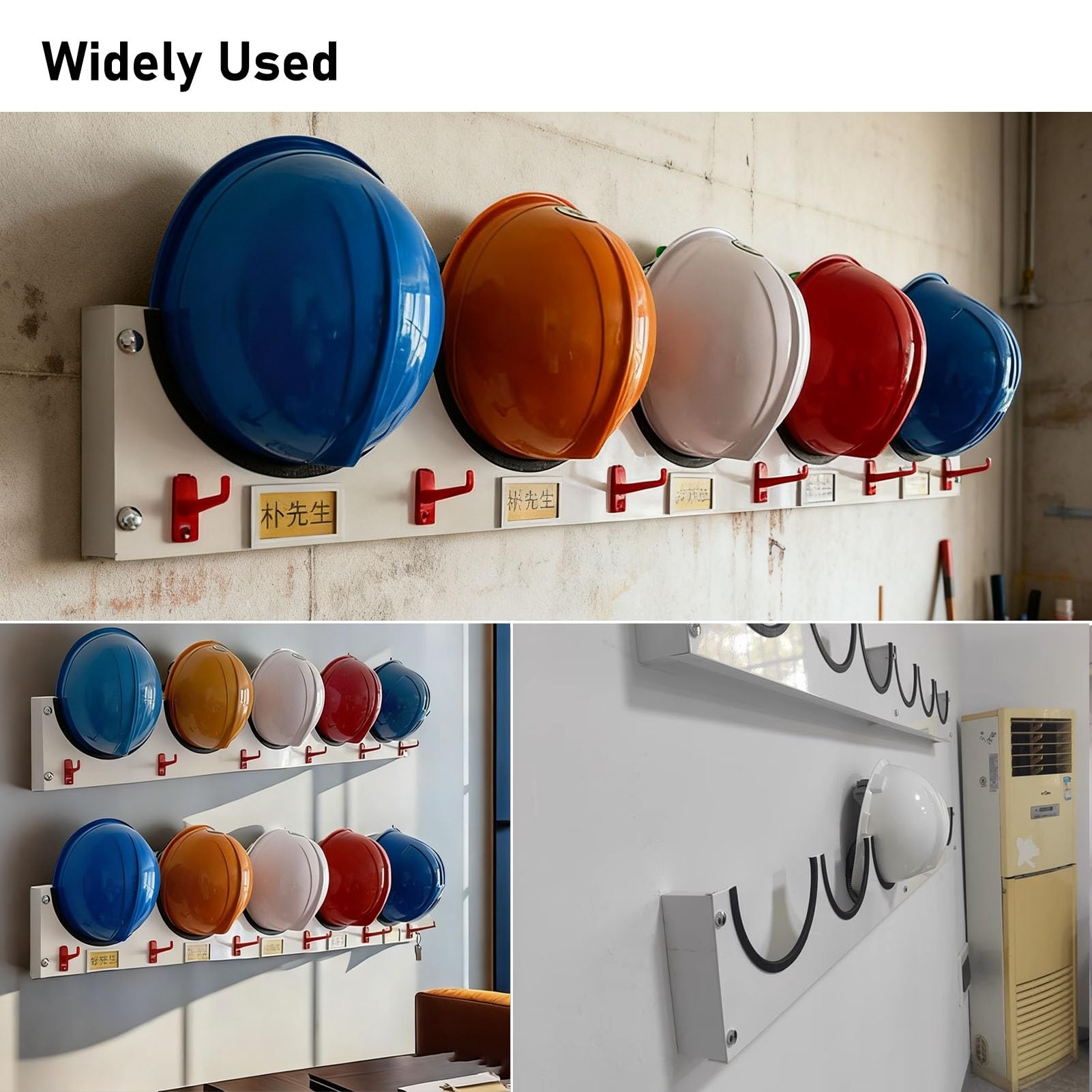 Soporte para Casco de Seguridad Soporte para Casco de Construcción con Gancho, Soporte Metálico para Guardar Cascos en La Pared, Soporte para Colgar Cascos Que Ahorra Espacio para Garajes(5 Grids)
