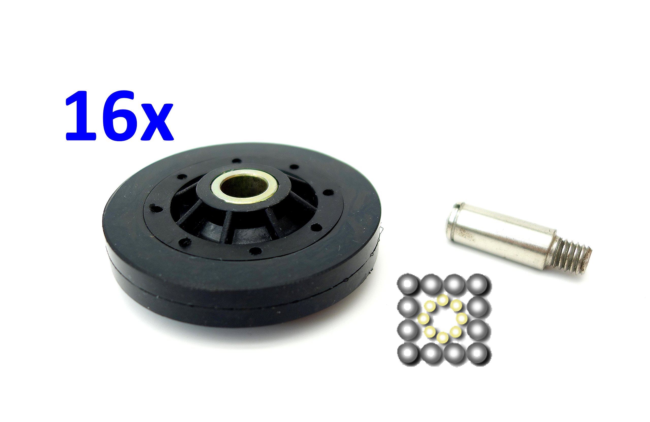16x Dryer Drum Support Roller w/ Shaft Kit, Replaces 510708P + 56461P Speed Queen Alliance Whirlpool