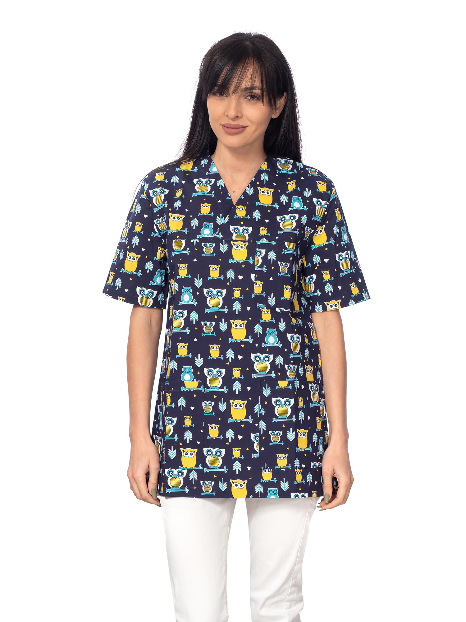 DINOZAVR Bruna Sanitario Camisa Médica con Cuello en V para Mujeres — view 13