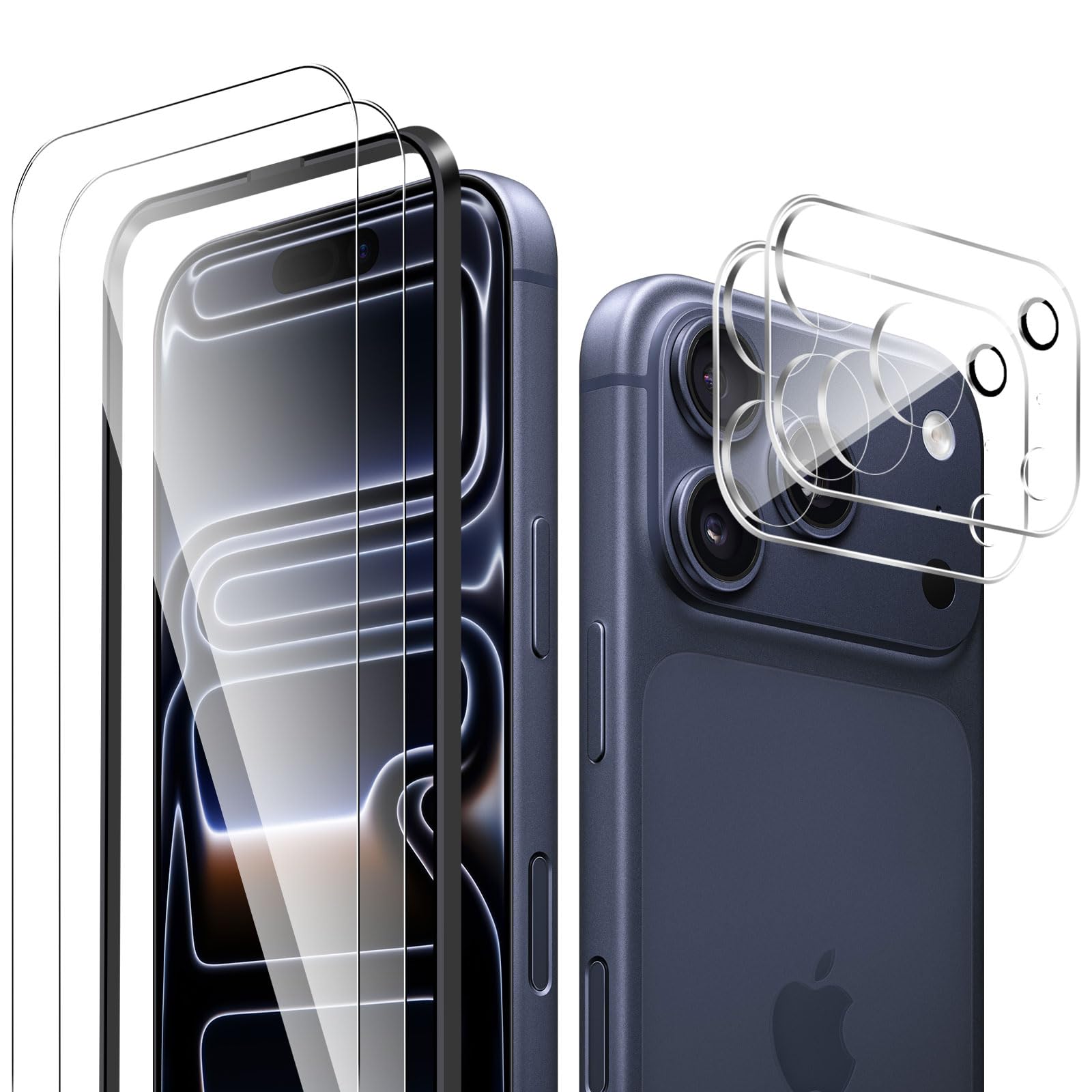 【4枚入り】For iPhone 17 Pro Max ガラスフィルム (2枚)+カメラフィルム(2枚)指紋防止 iPhone 17 Pro Max フィルム salywin 9H硬度 衝撃保護 透明感良し 撥水撥油 気泡ゼロ 飛散防止 アイフォン 17 Pro Max 用 画面保護フィルム + レンズ保護フィルム