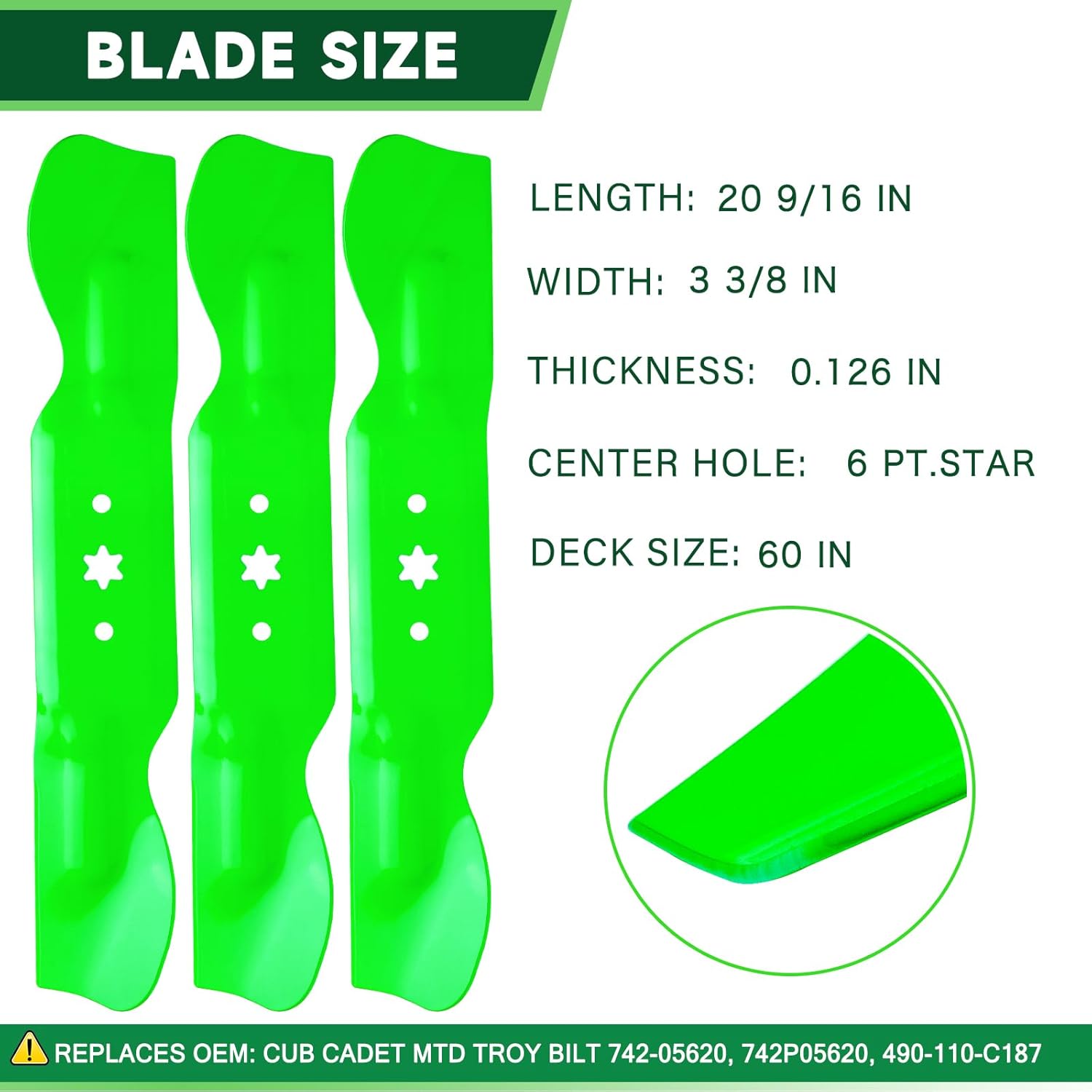 60" Deck Blade Spindle Kit Fit for Cub Cadet Ultima ZT2 ZTS2 ZT3 Lawn Mower Replaces OEM 618-04822A 918-04822A 918-04822B 742-05620 742P05620 490-110-C187