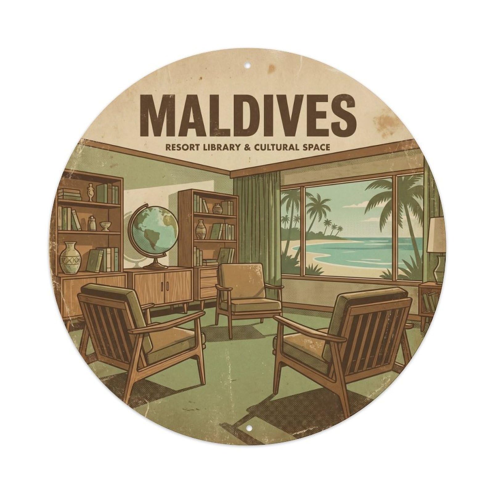 Atoll Travel Maldives Retro Island Paradise Metal Tin Sign
