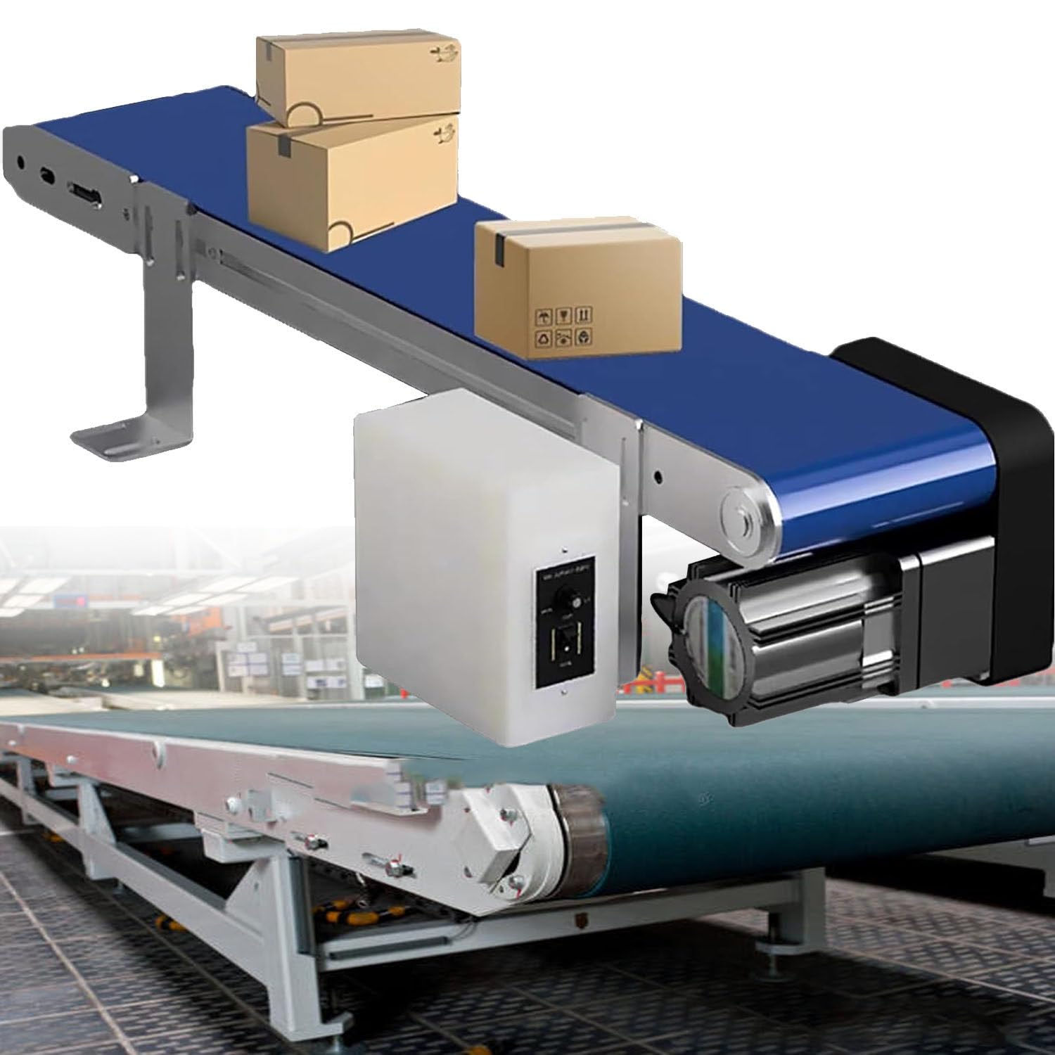 AYCDL Adjustable Speed Electric Conveyor Belt, Compact Desktop Industrial Conveyor for Laboratory & Production, 1350-3000 RPM, Optimal Tension Control, Efficient Mate