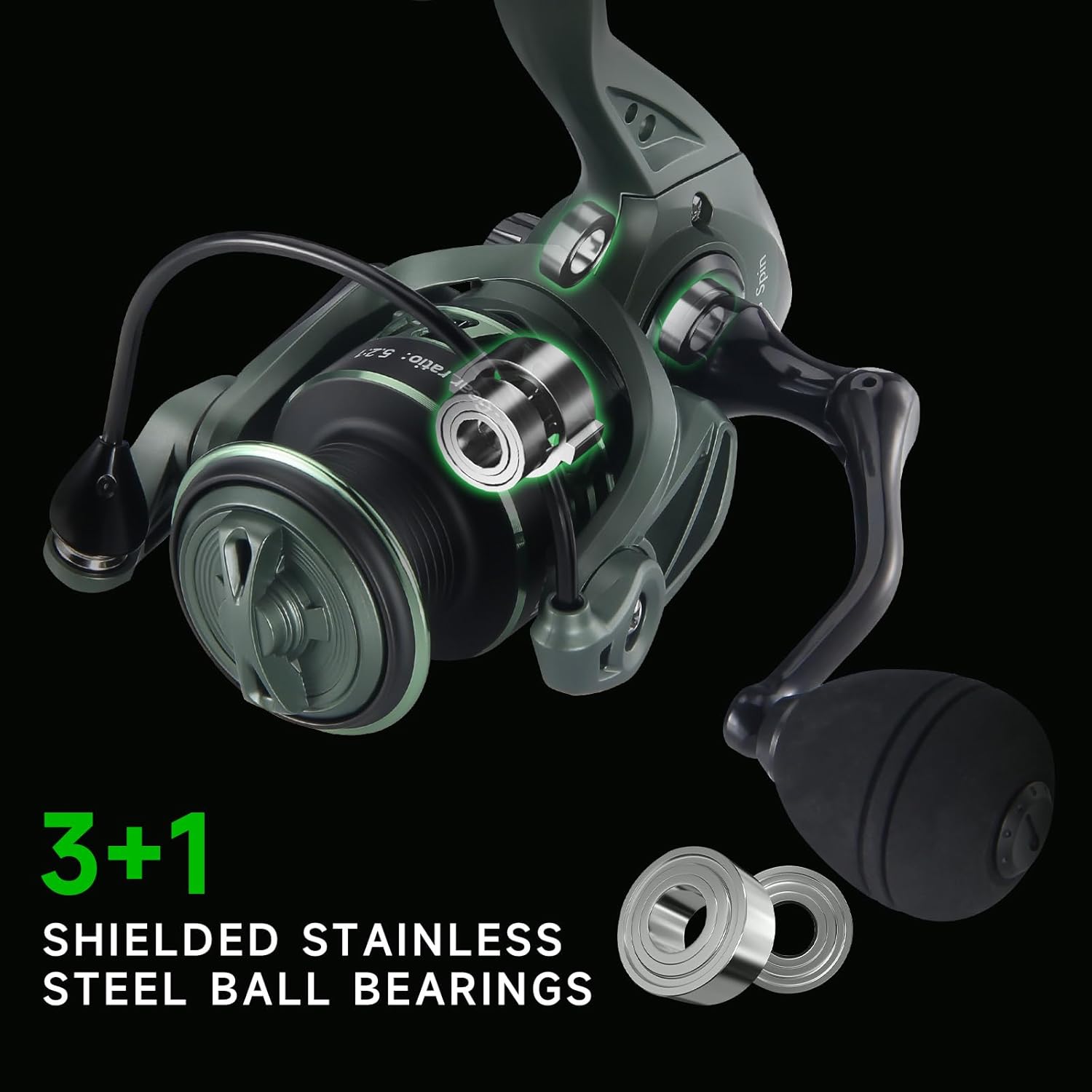 HAUT TON AS Fishing Reels Saltwater Freshwater Spinning Reel, 2000/3000/4000/5000 3+1 Stainless Steel Bearing Casting Inshore Fishing, 22Lbs Max Drag, 5.2:1 Gear Ratio, Surf Fishing Reel