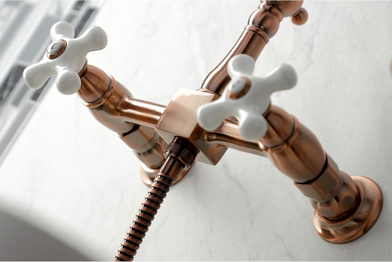 Best Cyber Deals 🔥 Kingston Brass KS124PXBSAC Heritage Bridge Kitchen Faucet, Antique Copper
