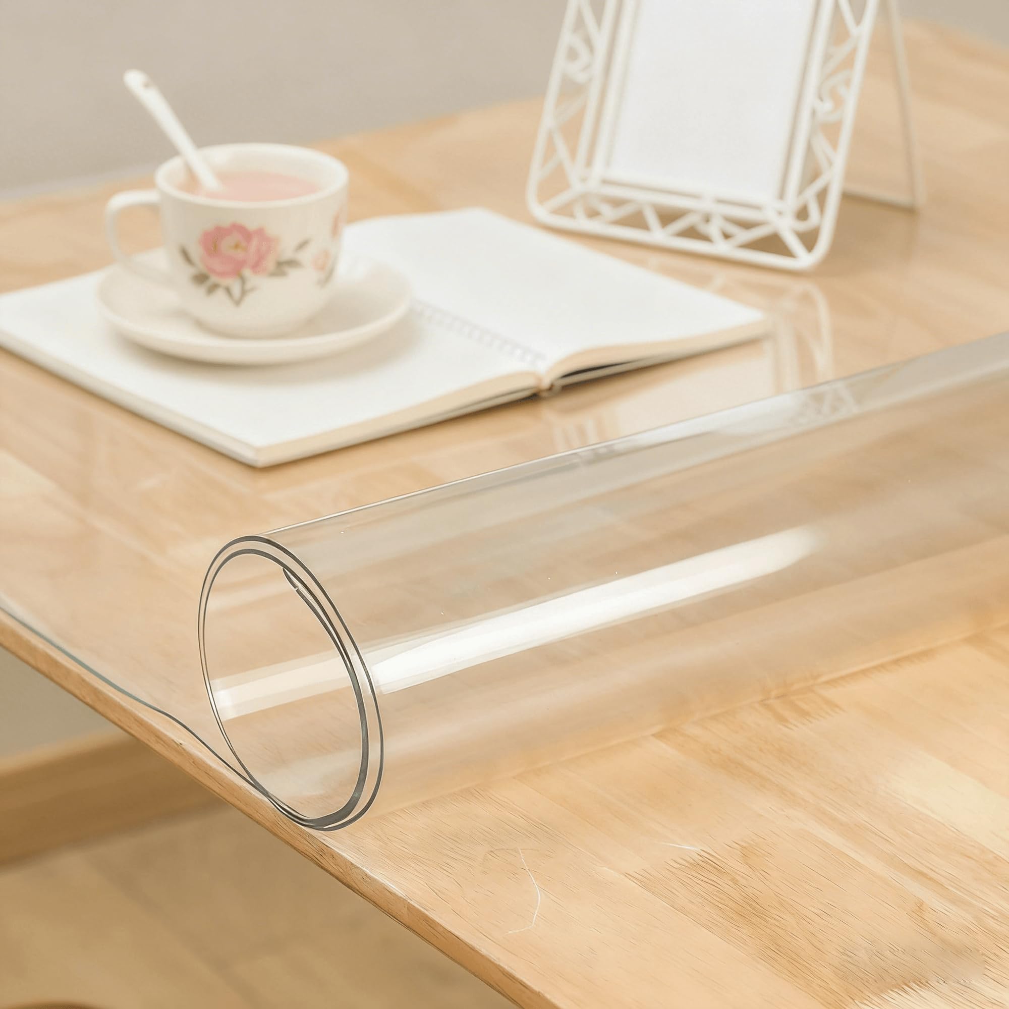 Nappe transparente 90 x 100 cm coupe sur mesure PVC lavable table