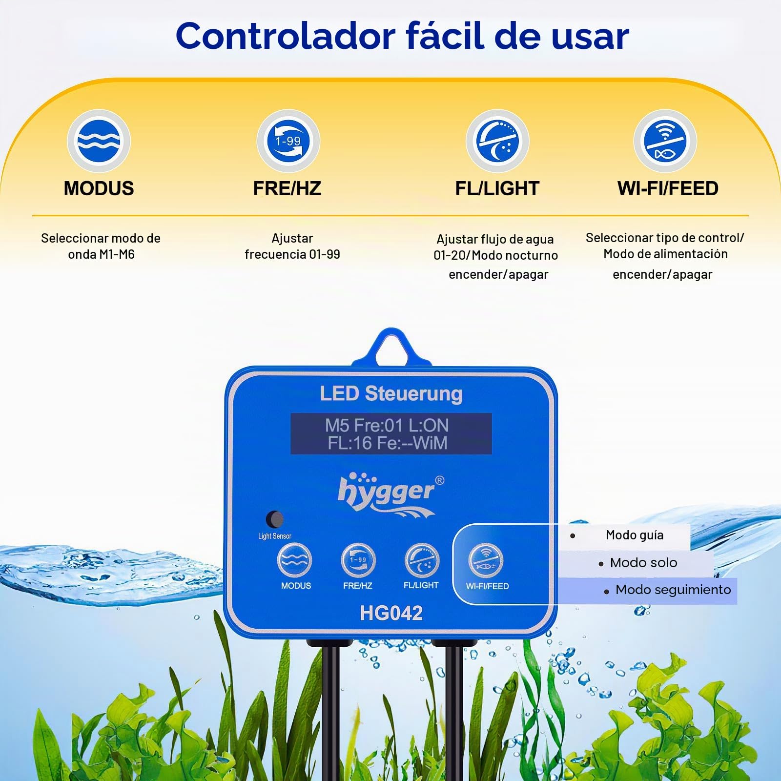 hygger DC Aquarium Wavemaker - Bomba de flujo para acuarios de agua dulce y salada (10 W)