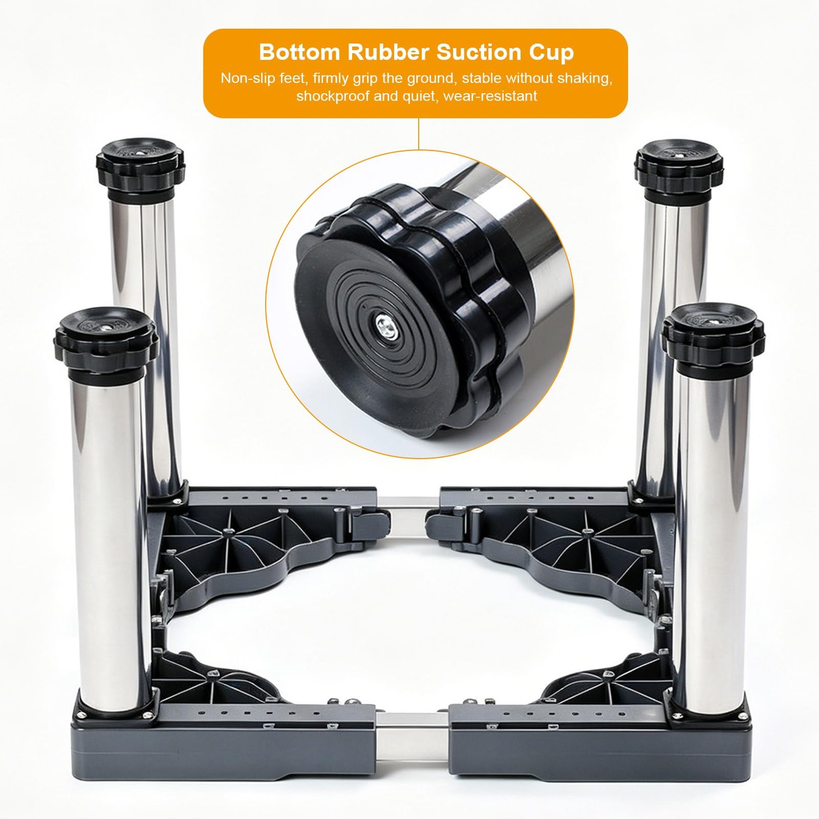 Genérico Base Lavadora Base para Refrigerador Regulable con 4 Patas de Acero Inoxidable Soporte para Lavadora Secadora Refrigerador