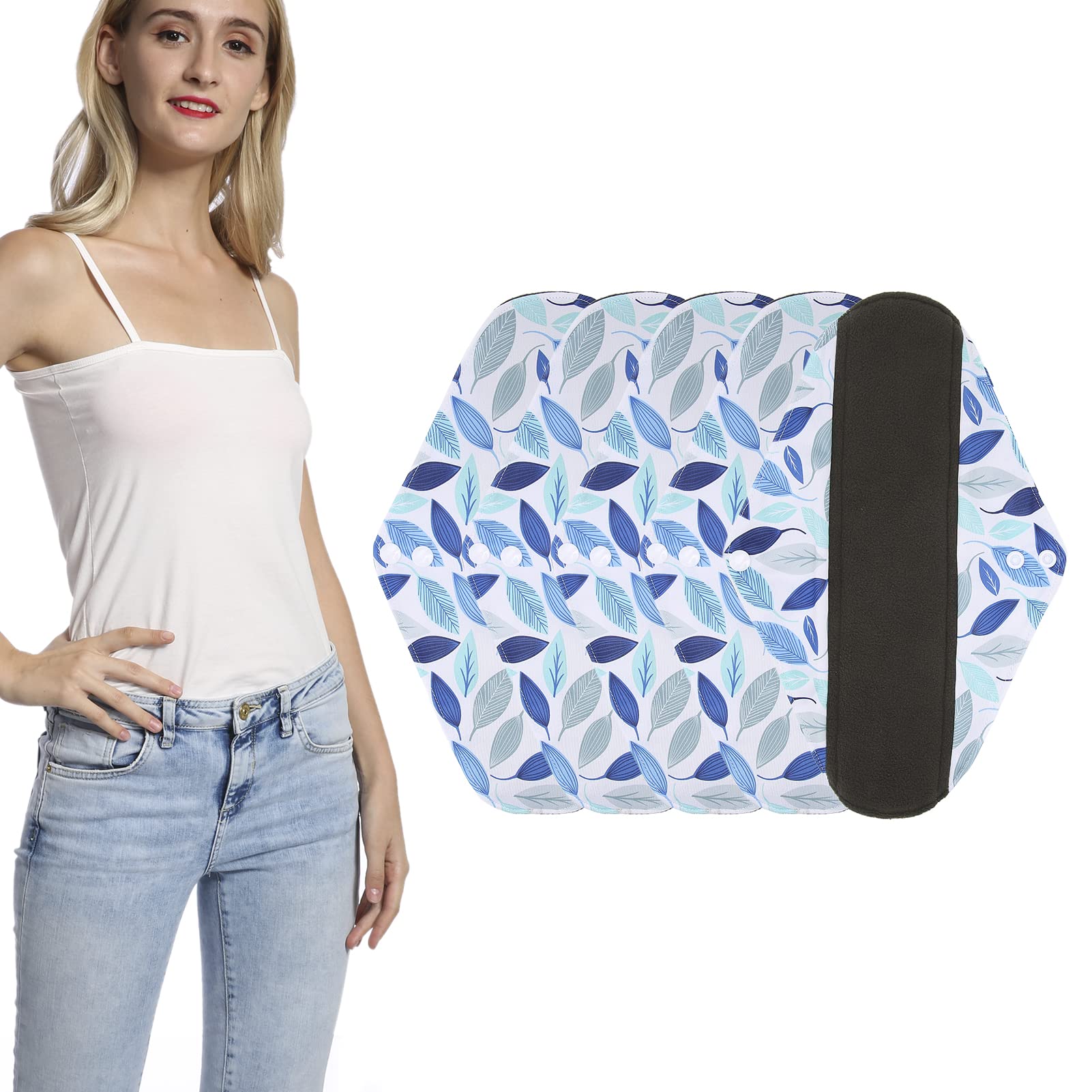 Waschbare Damenbinden-Set, 5 Stück, Wiederverwendbare Damenbinden, Gute Wasseraufnahme, Waschbar, Recycelbar, für den Täglichen Bedarf von Frauen, Waschbare (G57)