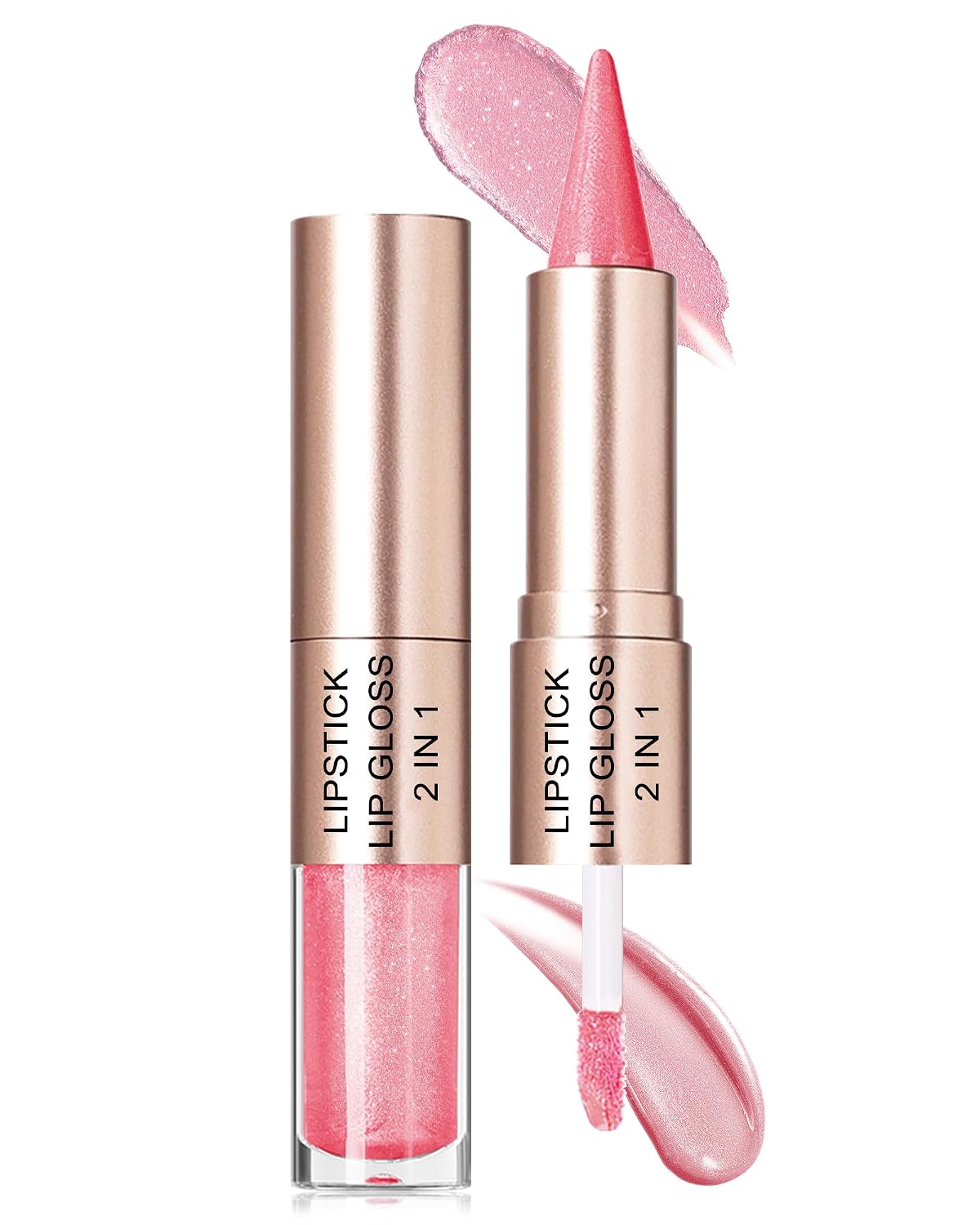 2-in-1 Double-Ended Lip Liner & Lip Gloss Duo, Glitter Light Pink Lipstick