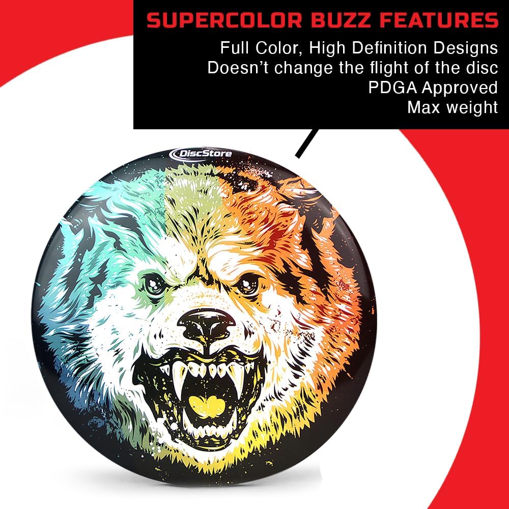 Discraft ESP Buzzz Supercolor Midrange Disc Golf Disc - Custom Design Discraft Discs - Straight Flying and Great for All Skill Levels - Free Mini Marker Included