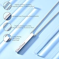 Vista 2 de INBLUE Collar de barra personalizado, colgante rectangular de acero inoxidable grabable personalizado chapado en oro de 18 quilates, regalo