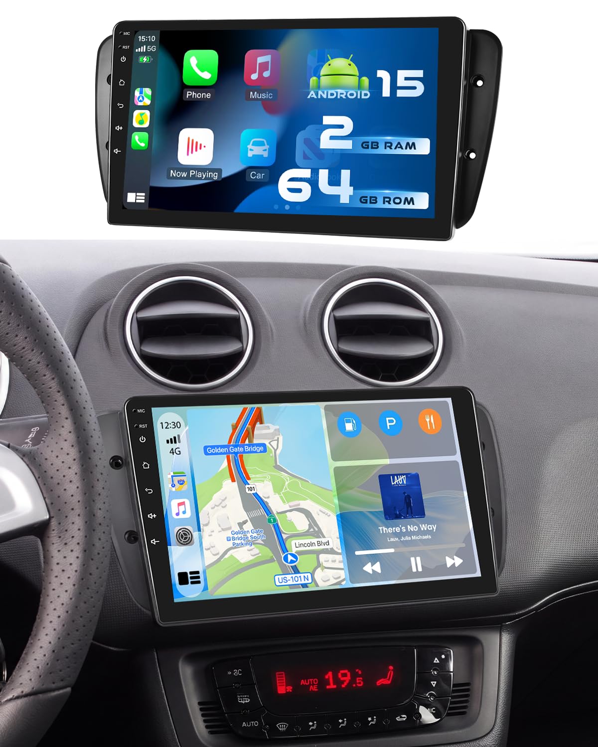 Autoradio para Seat Ibiza 6J 2009-2013 con Wireless CarPlay Android Auto