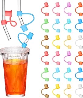 OHPHCALL 24 Unidades De Canudos Reutilizáveis Com Pontas De Canudo Cobrem Pontas De Canudo Protetor Topper De Canudo Tampas De Canudo Pequenas Tampas De Canudo Reutilizáveis Tampas De