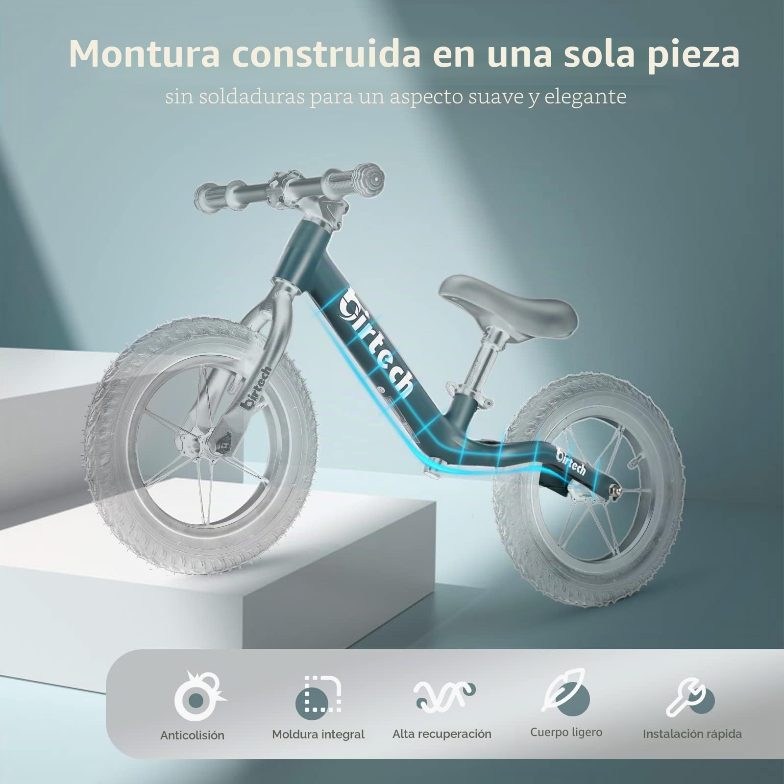 Hello-5ive Bicicleta sin Pedales de 12 Pulgadas, Adecuada para niños de 2 a 6 años, con Cuadro de Nailon, sin Pedales, Asiento Ajustable y neumáticos.