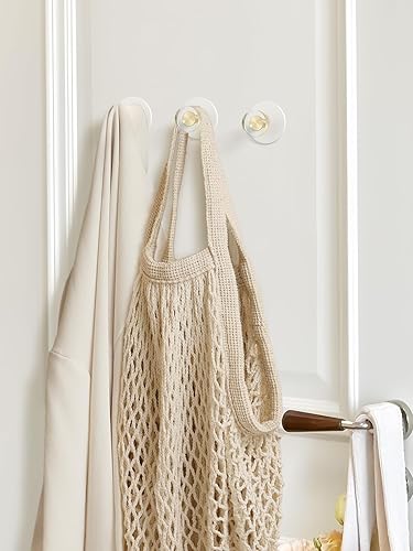 Miniatura 8 de Paquete de 4 ganchos adhesivos de cristal para toallas de baño, ganchos de pared blancos para colgar batas, abrigos, cocina, decorativos de aleación