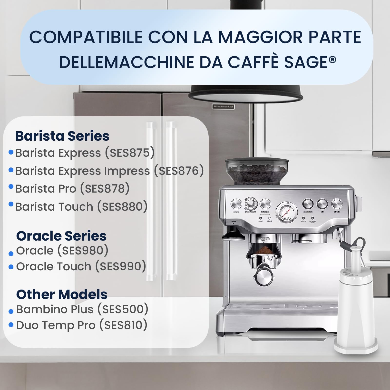 GLACIER FRESH (4 pezzi) Filtro acqua compatibile con Sage® Macchina da caffè Barista Express Pro Oracle Touch, ricambio per filtro dell'acqua Sage® per macchine da caffè automatiche