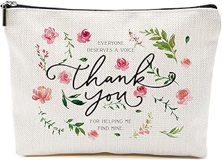 Speech Therapy Gifts Speech Therapist Gift for Women, Therapist Makeup Bag, Speech Language Pathologist Cosmetic Bag - Everyone Deserves A Voice Thank You for Helping Me Find Mine