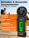 POROMETISTO AEM01S Anémomètre Numérique Portatif - Écran Rétroéclairage Vert & Alarme Tricolore, Boîtier Antidérapant, pour CVC, Voile, Sports Outdoor - piles incluses - 3