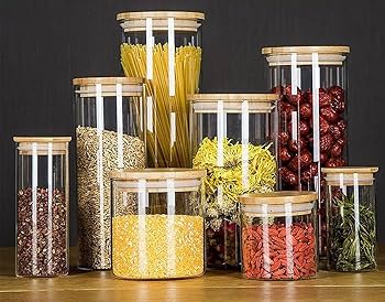 ガラス瓶４個セット Amazon｜ガラス保存容器ガラス瓶セット500ml 4のスパイス瓶竹の