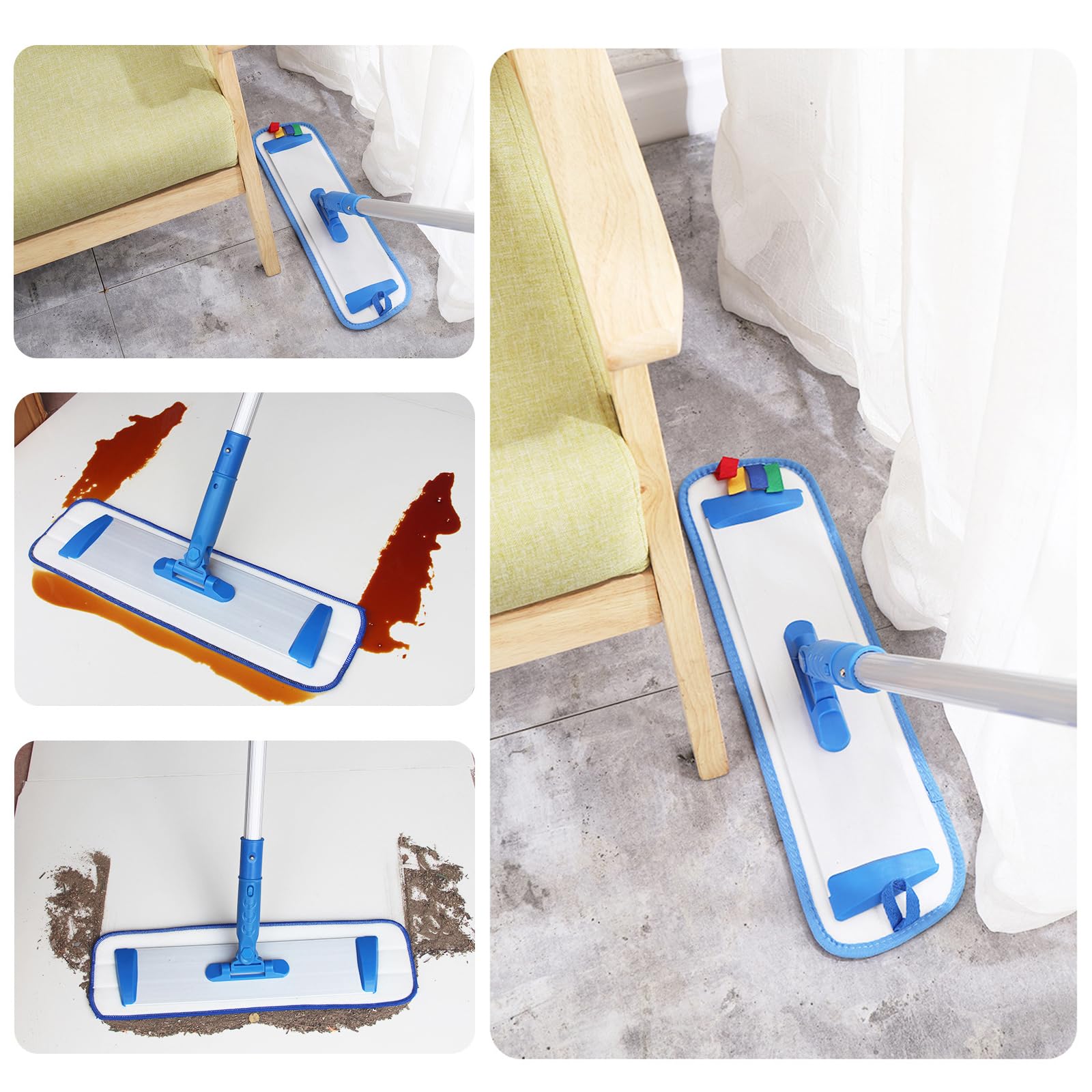 Mop per pulizia profonda, mop per pavimenti in fibra ultra fine per la pulizia dei pavimenti, mop piatto, mop eccellente e robusto, utilizzato per la pulizia della casa[60cm]