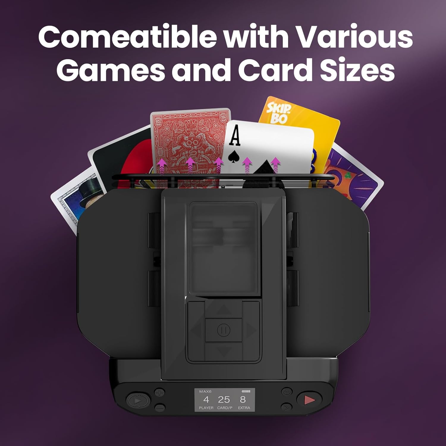 Automatic Card shuffler and Dealer 2-in-1 Machine 2026, 8 Remotes, Dealing Machine for 1-12 Players, Rotatable 180°/360°, Ultra Quiet, Rechargeable, for Board Game and Poker, Casino Card, UNO