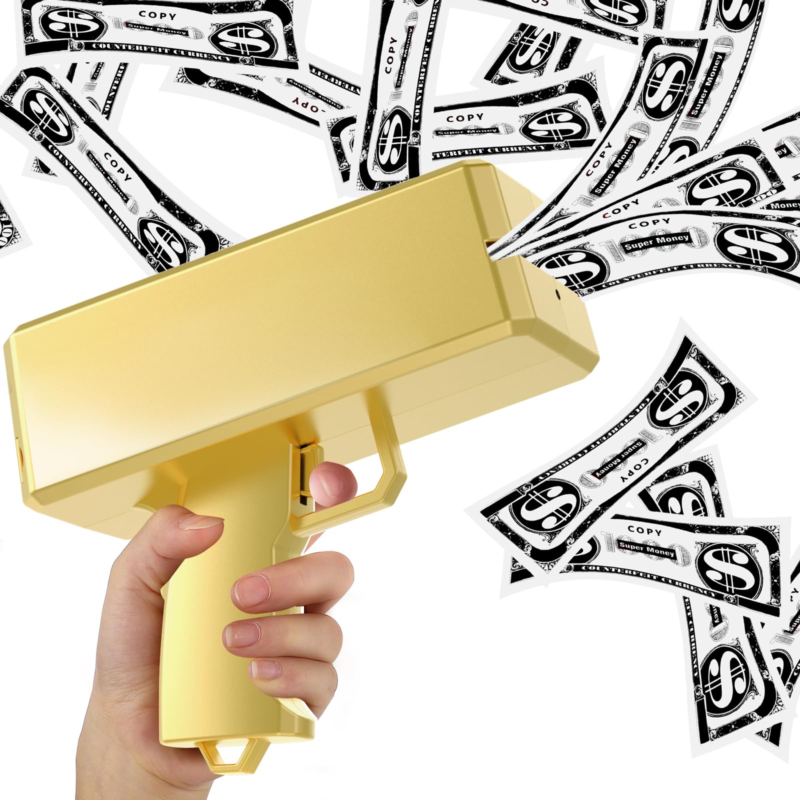 Photo 1 of Sopu Make it Rain Money Gun Paper Playing Spary Money Toy Gun, Prop Money Gun Cash Gun Toy Party Supplies (Metallic Gold)