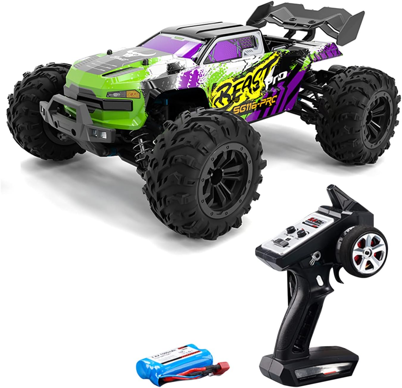 Hylukon Coche RC 1:18 4WD – Todoterreno Eléctrico Con Luces LED, 2 Baterías Y 40 Min De Autonomía