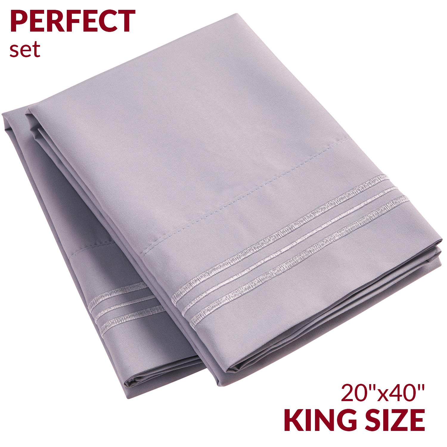 Mellanni Pillow Cases - Luxury, Extra Soft, Cooling Pillow Covers - 2 PC Iconic Collection Pillowcases - Envelope Closure (King 20