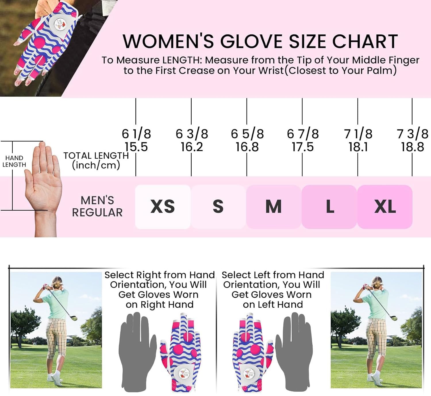 Guantes de golf para mujer, para diestros, mano izquierda, sin dedos, con marcador de bola, paquete de 2, guantes elegantes de primera calidad para mejorar tu swing con comodidad y estilo